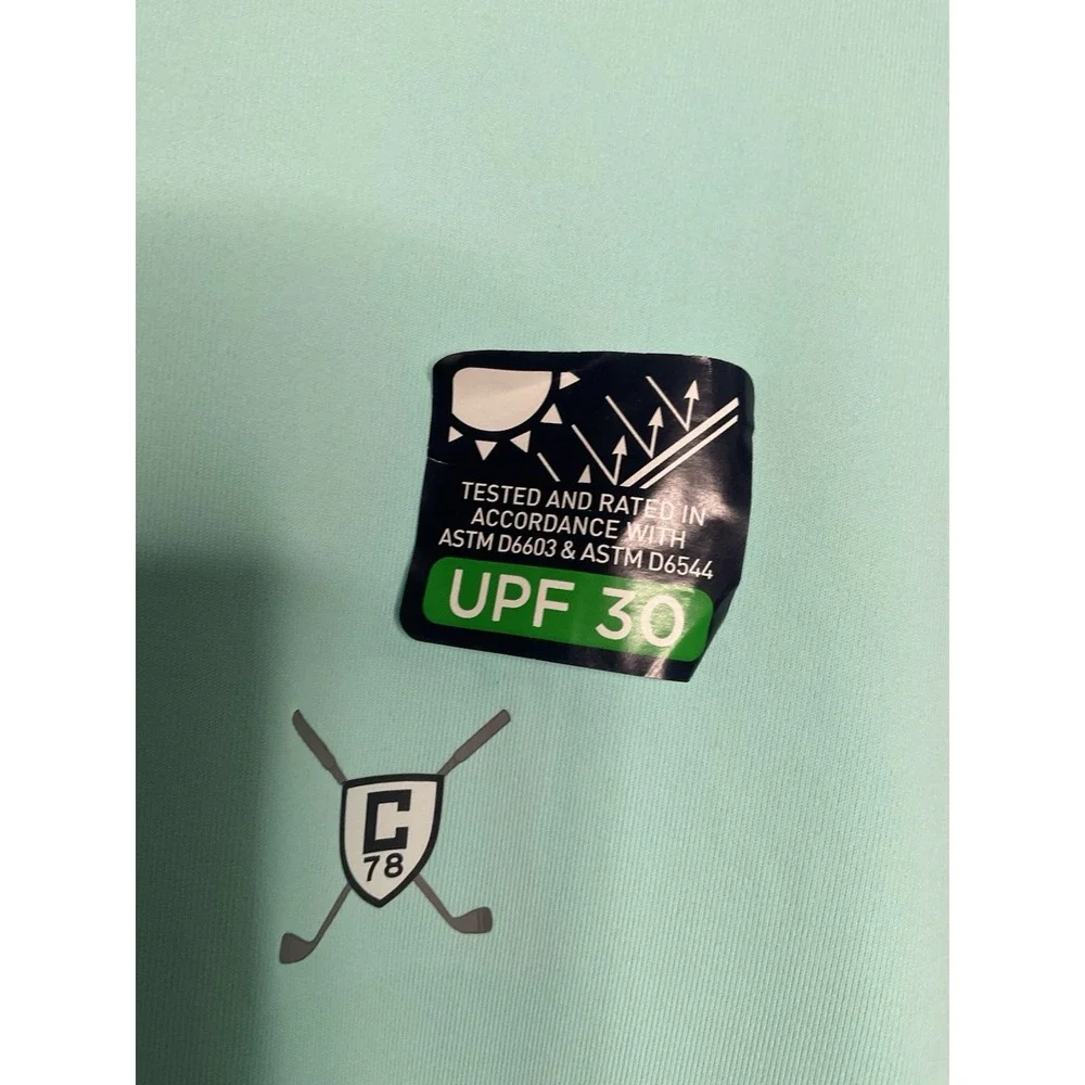 CHAPS Golf Polo Men's Size L  Aruba Blue/Light Turquoise Shorts Sleeve Shirt UPF - Picture 4 of 14